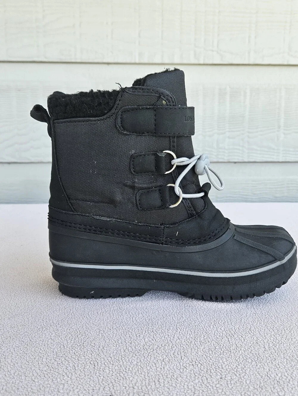 London Fog Oxford Snow Winter Boot Toddler SZ 13 Black Waterproof Hook & Loop